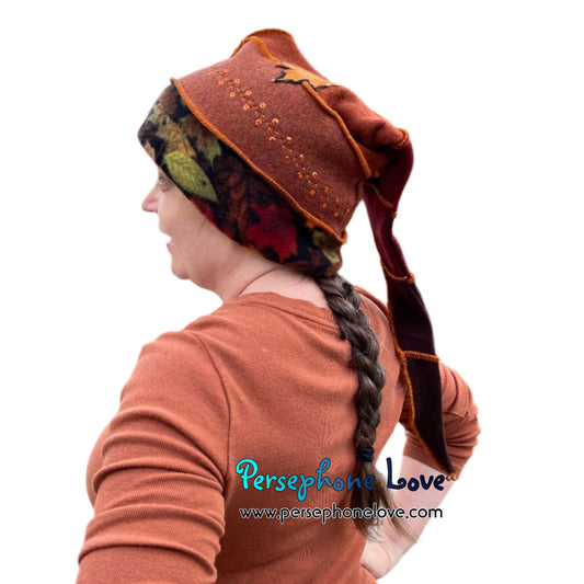 Katwise inspired fall colors 100% felted cashmere/fleece recycled sweater elf hat-1486