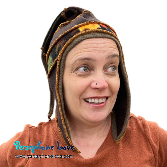 Katwise inspired brown felted 100% cashmere pixie jester hat-1491