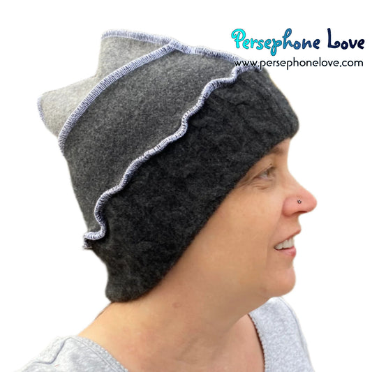 Katwise inspired grey 100% felted cashmere/fleece recycled sweater elf hat-1519