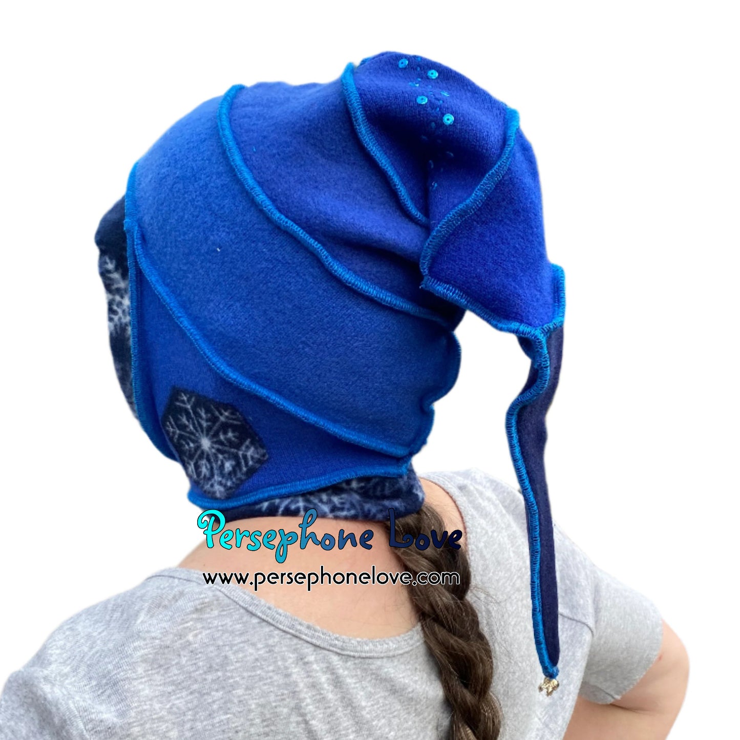 Katwise inspired blue felted 100% cashmere pixie jester hat-1522