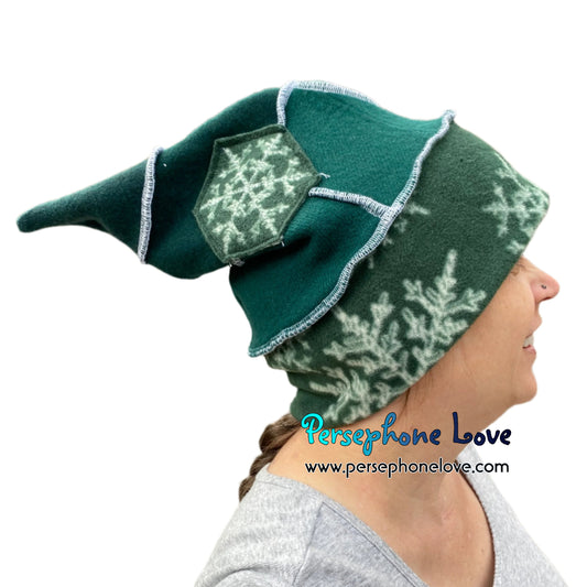 Katwise inspired 100% felted cashmere/fleece recycled sweater elf hat-1539