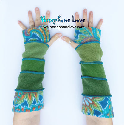 Katwise-inspired green felted 100% cashmere arm warmers-1681