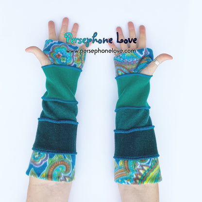 Katwise-inspired green felted 100% cashmere arm warmers-1688