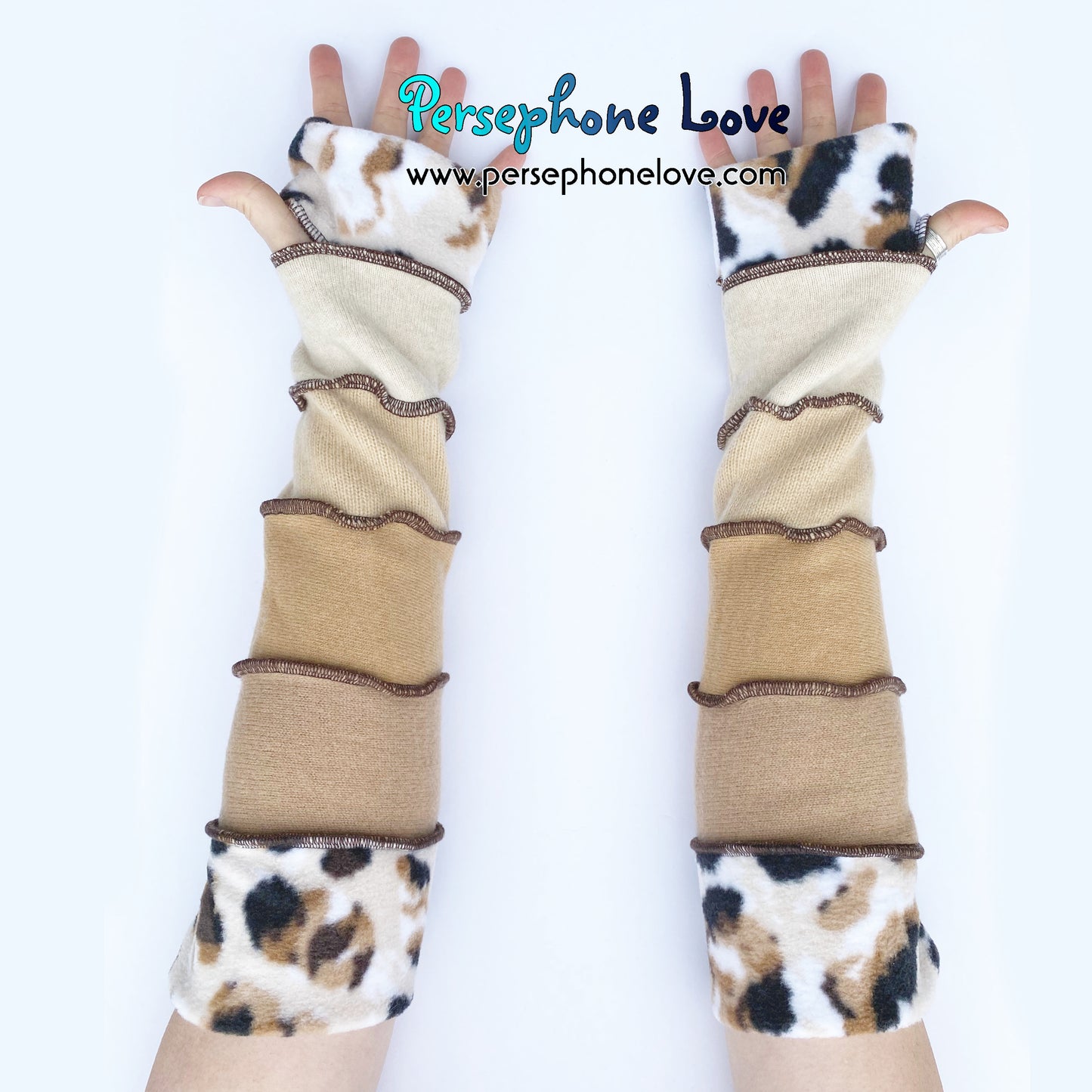 Katwise inspired needle-felted 100% cashmere upcycled sweater arm warmers -1696