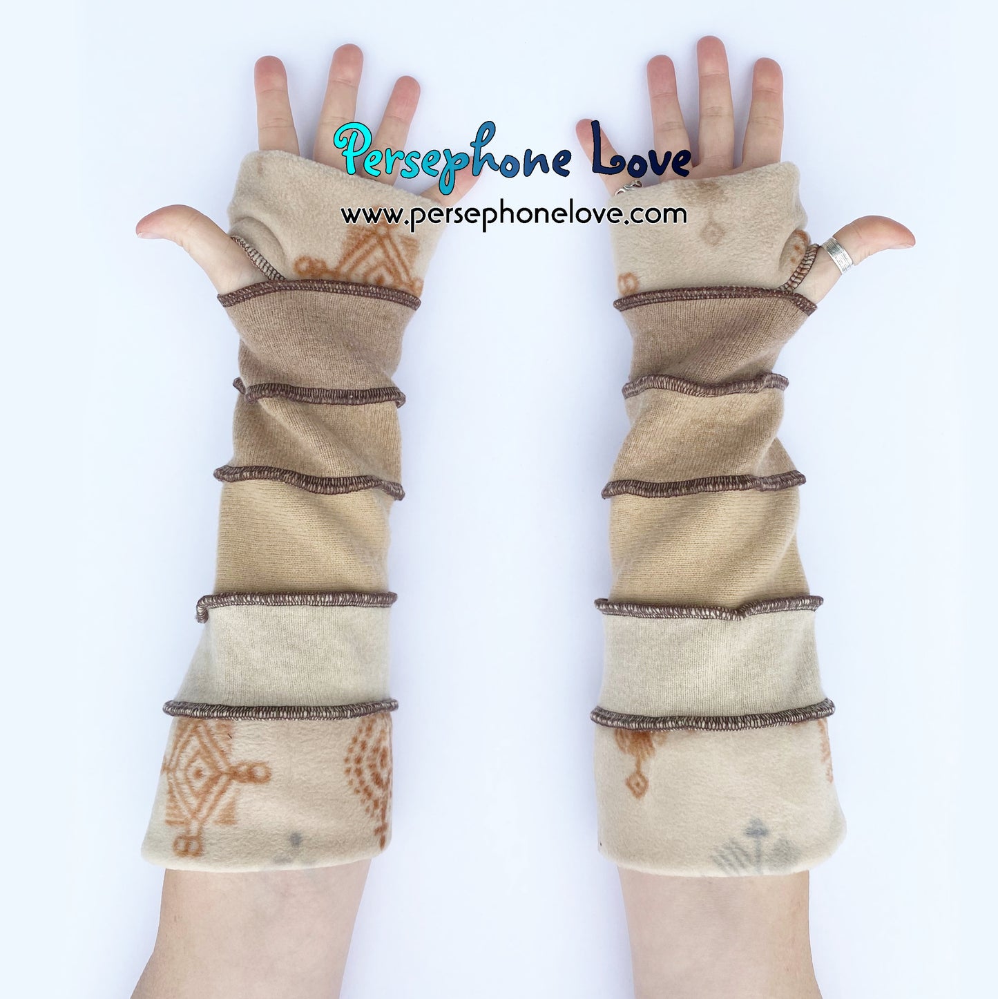 Katwise inspired needle-felted 100% cashmere upcycled sweater arm warmers -1698