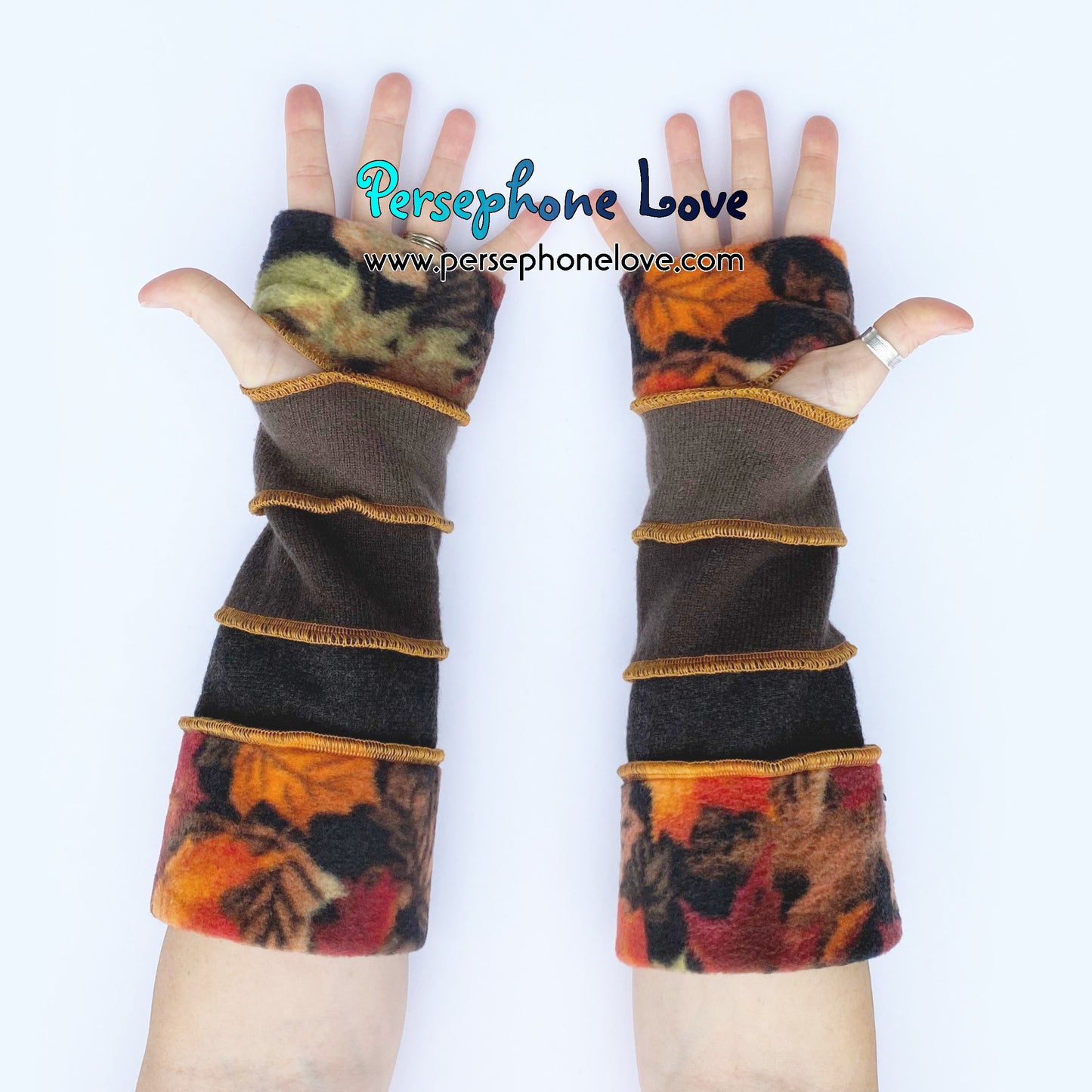 Katwise inspired needle-felted 100% cashmere upcycled sweater arm warmers -1734