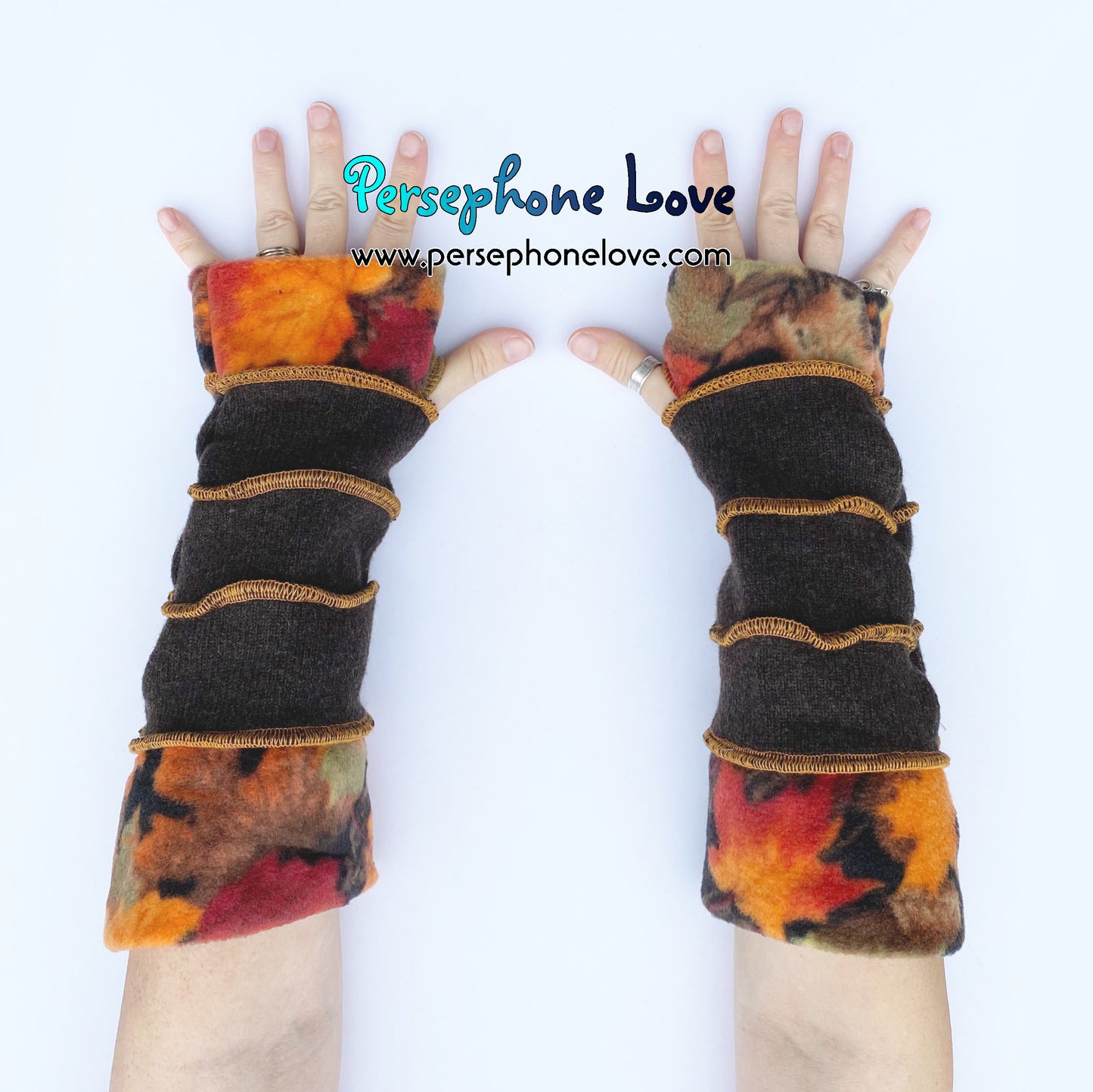 Katwise inspired needle-felted 100% cashmere upcycled sweater arm warmers -1744