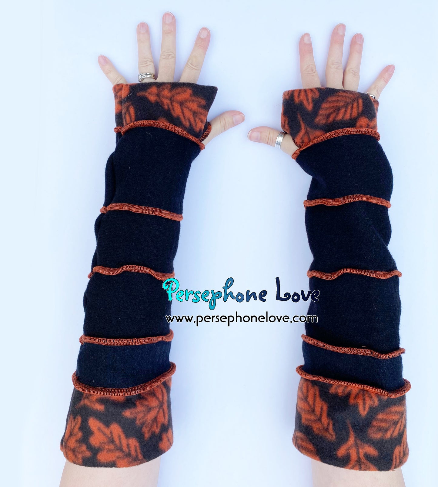 Katwise inspired needle-felted 100% cashmere upcycled sweater arm warmers -1752