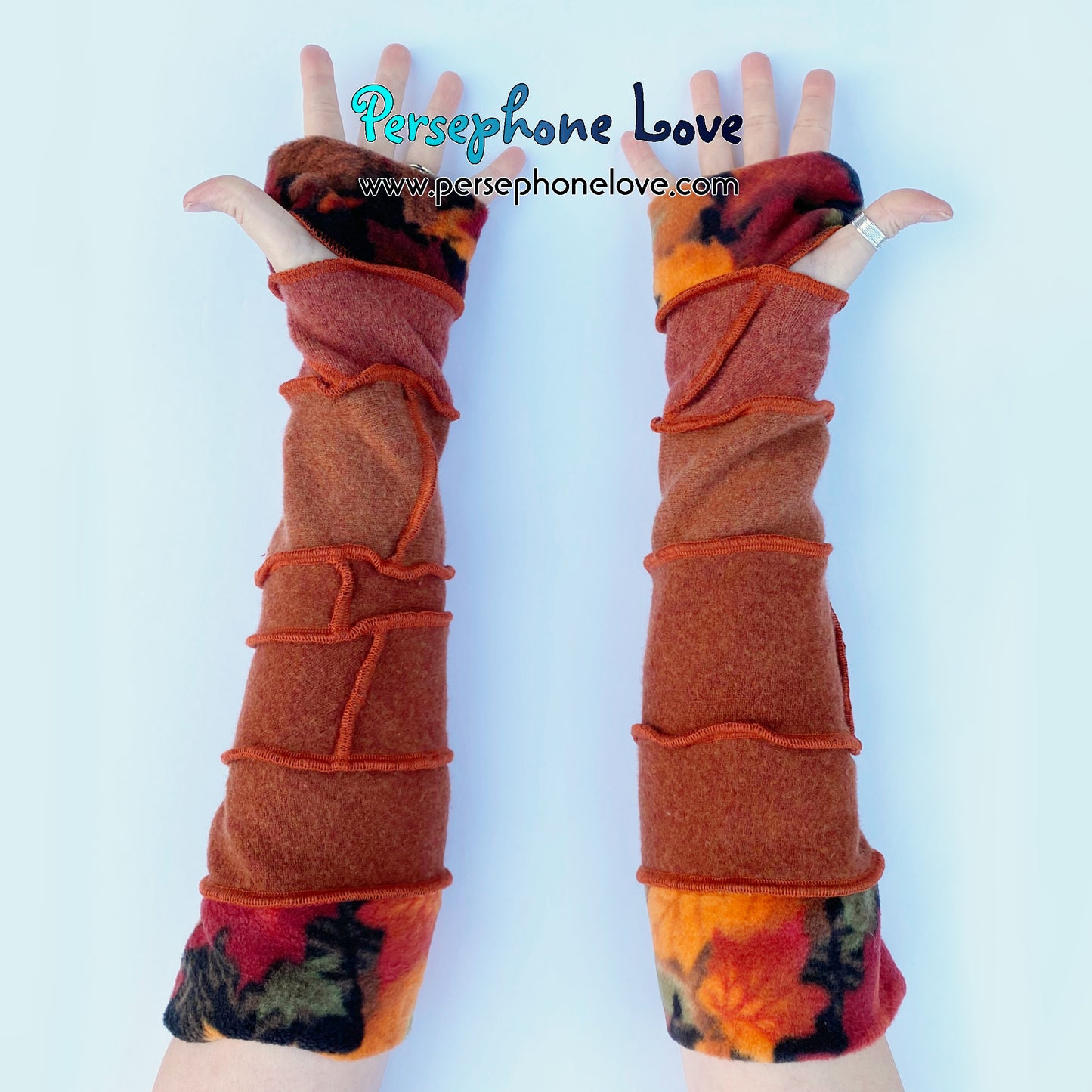 Katwise inspired needle-felted 100% cashmere upcycled sweater arm warmers -1761