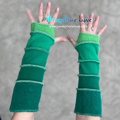 Katwise inspired needle-felted green upcycled sweater arm warmers-1373