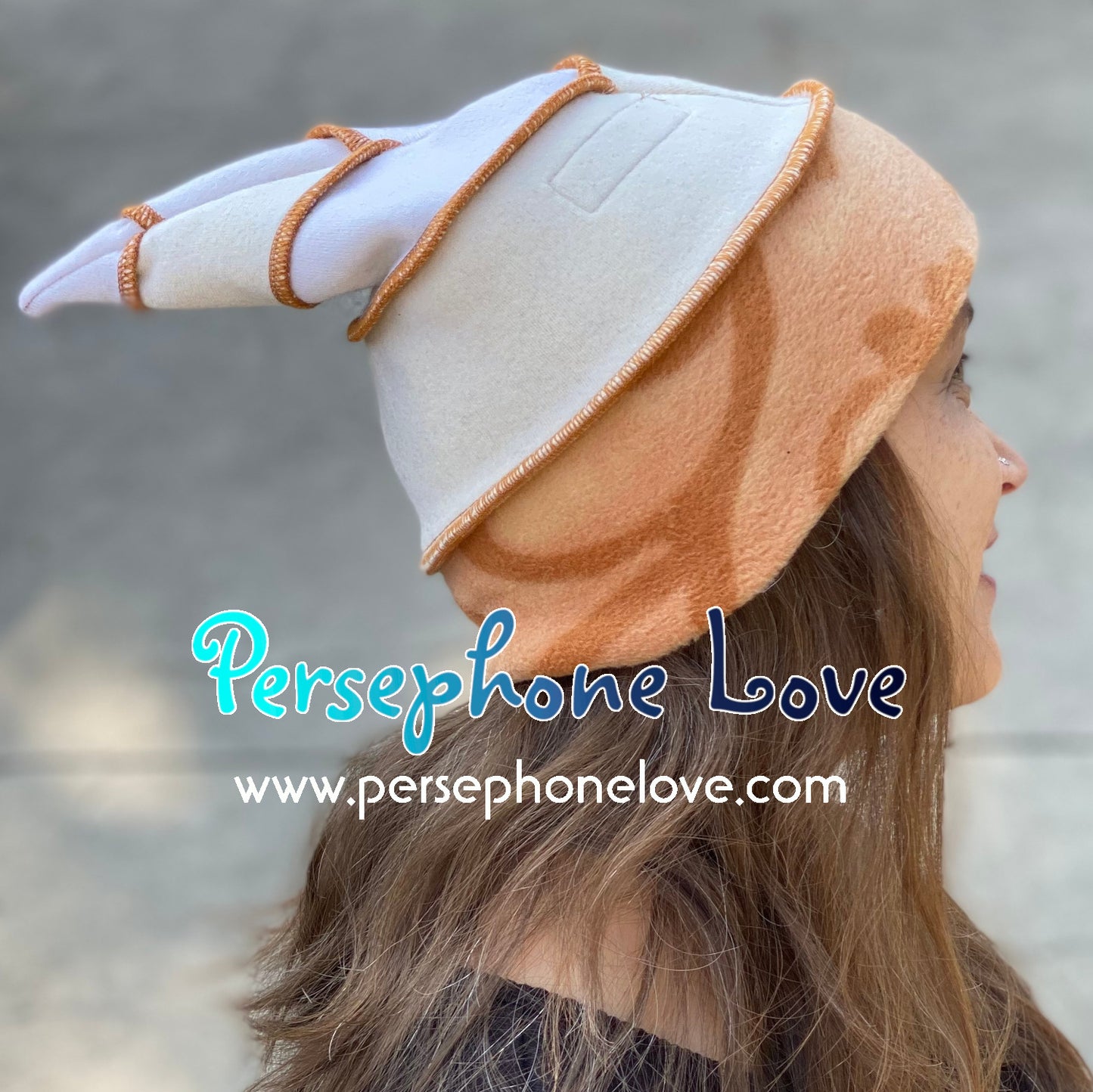 Katwise inspired ivory tan 100% felted cashmere/fleece pixie elf hat-1450